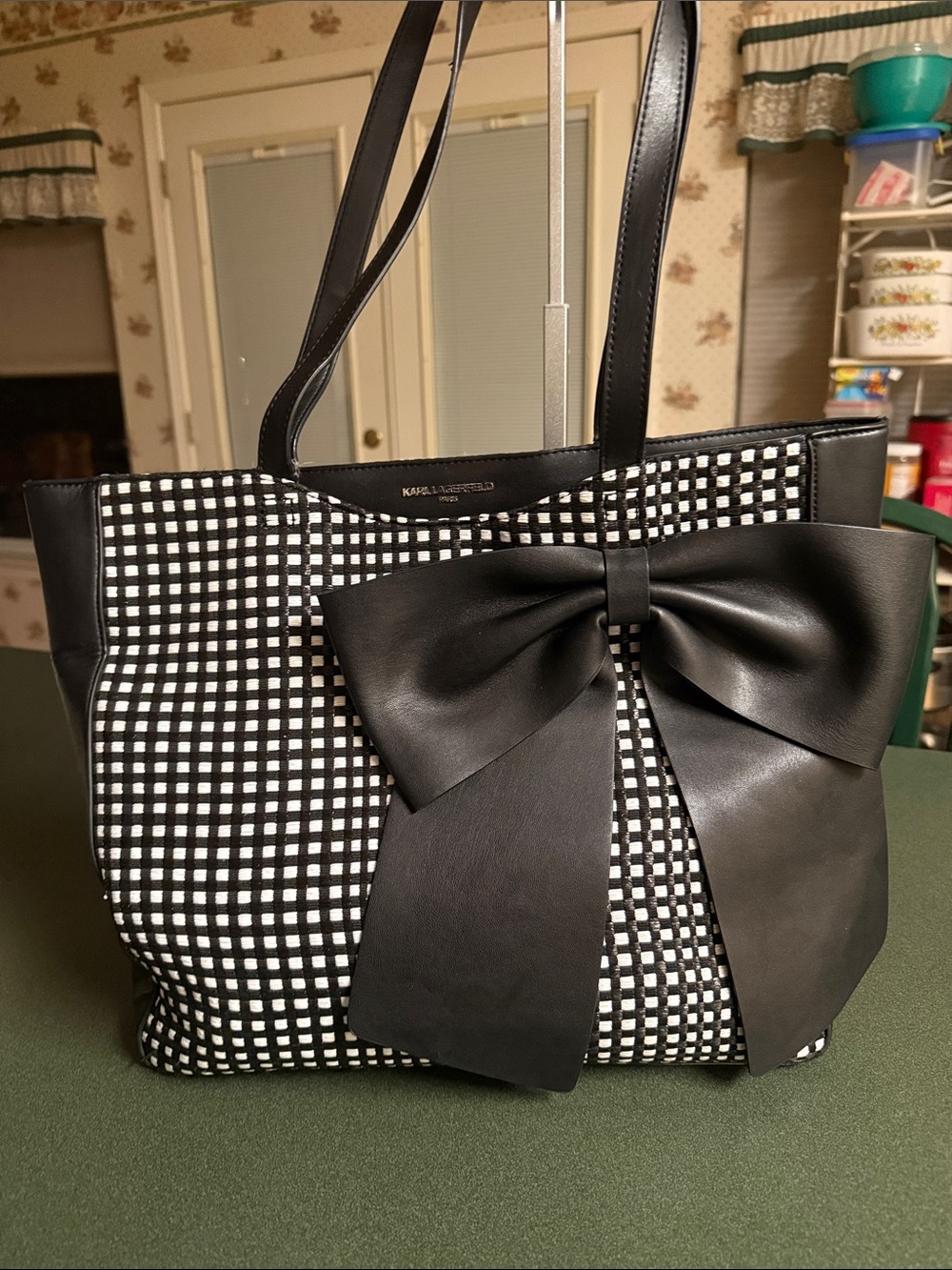 Karl Lagerfeld Black & White Bow-Accent Tote